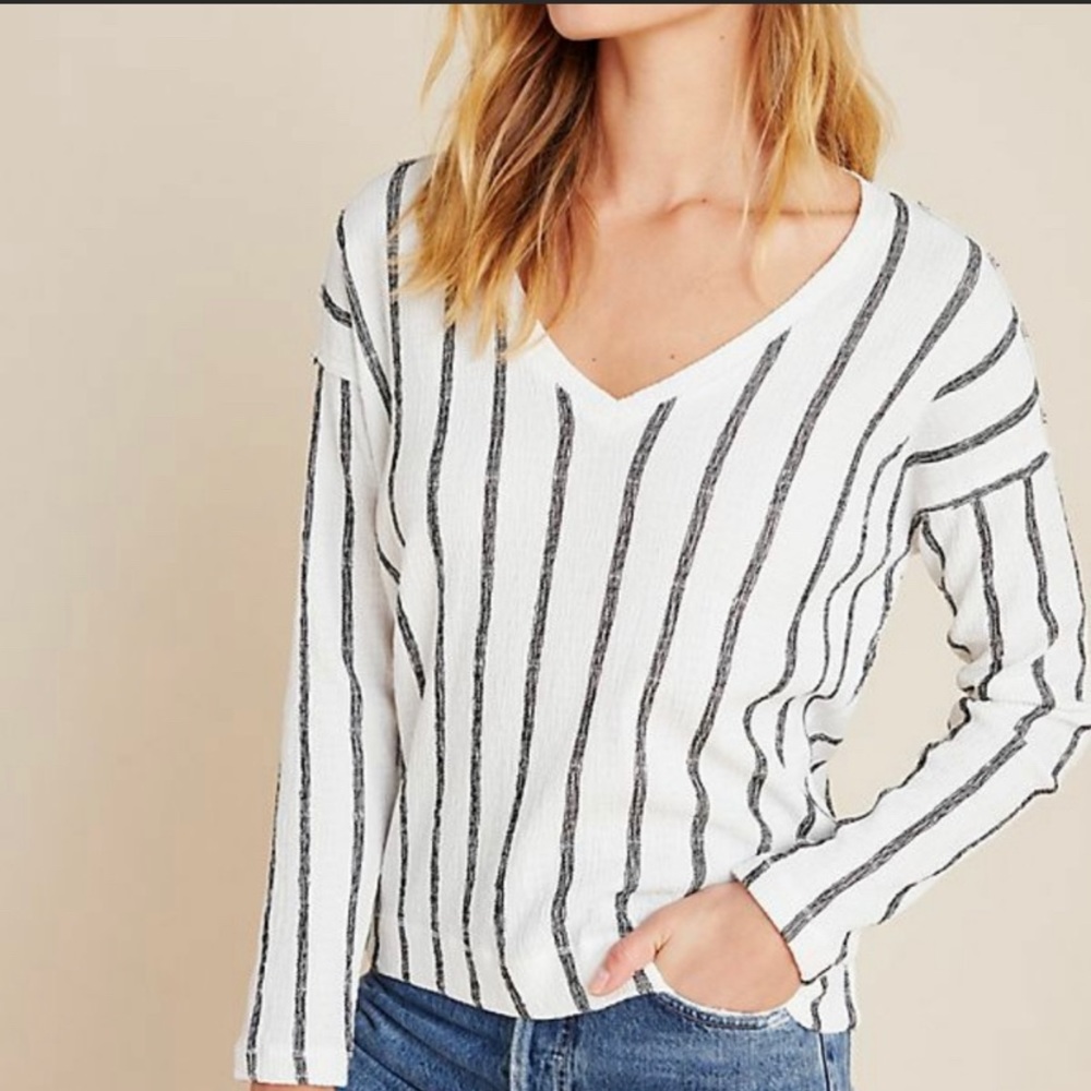 Anthropologie Willa VNeck Striped Top Size S